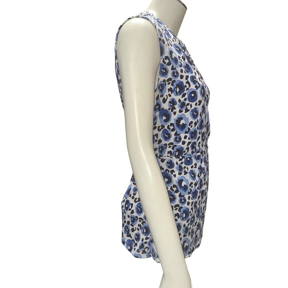 41 Hawthorn Small Blue Black Abstract Leopard Print Wrap Blouse - Picture 6 of 12